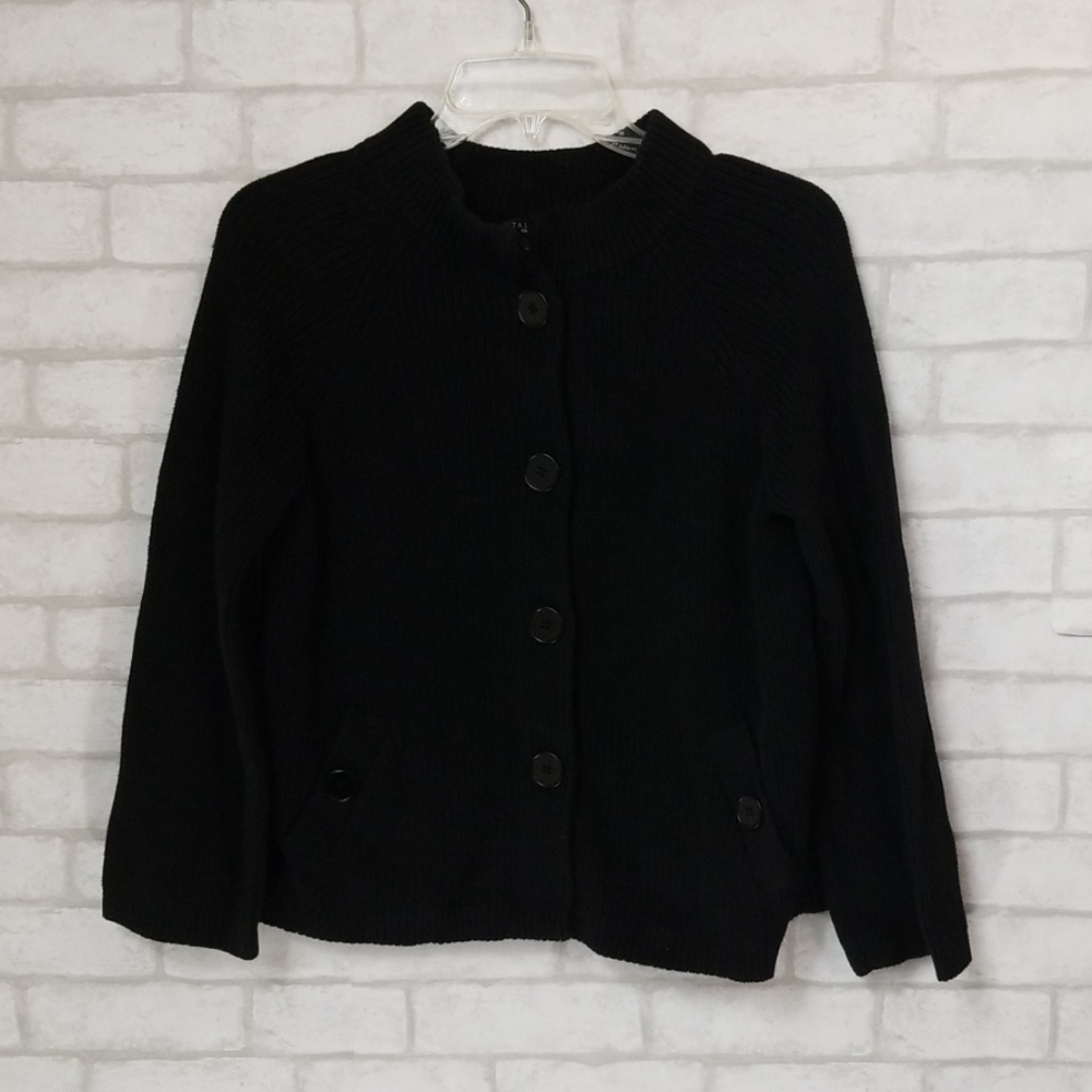 Talbots Black Button Down Sweater Size Small - image 2